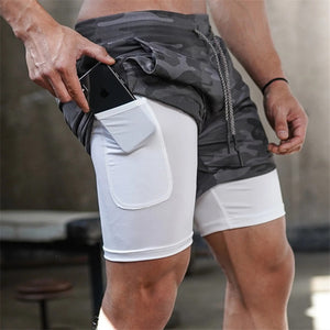 Mens 3 in 1 Workout Shorts - Quick dry with phone & towel holder - Buyingspot