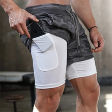 Load image into Gallery viewer, Mens 3 in 1 Workout Shorts - Quick dry with phone &amp; towel holder - Buyingspot