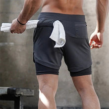 Cargar imagen en el visor de la galería, Mens 3 in 1 Workout Shorts - Quick dry with phone &amp; towel holder - Buyingspot
