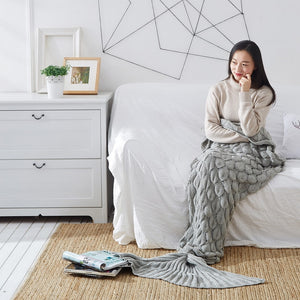 Cozy Cotton-Knit Mermaid Tail Blanket, Gift For Her - Buyingspot