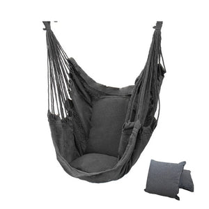 Hanging Rope Hammock Chair, Hanging Swing Outdoor Seat Patio Porch Garden, Beach, Camping with Two Soft Pillows - Buyingspot